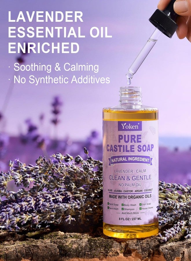 Yoken Pure Castile Soap Liquid Lavender 8 OZ, Made with Certified Organic Oils, Gentle Lavender Soap for Hands & Body Wash, Face, Dishes, Laundry & More - Vegan & Natural Ingredients Cleanser - Image 3